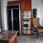 large double door fridge, oven, warmer and built-in microwave